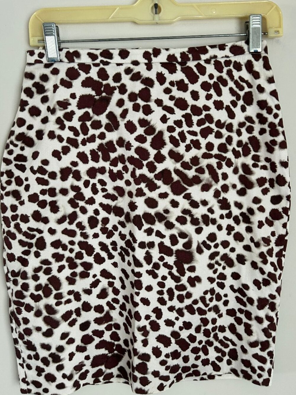 MAX MARA Italy Womens Leopard Print Pencil Skirt‎ Size 2 Brown/Ivory Lined